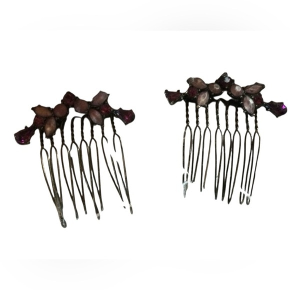 Vintage Pair of Purple and Lavender Rhinestones Hair Pins